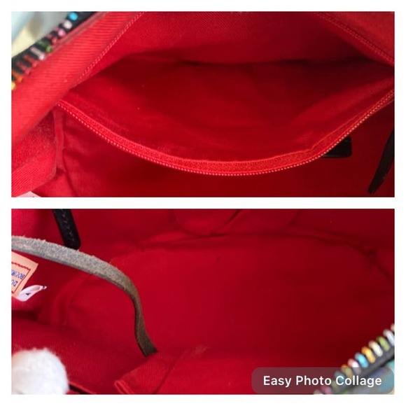 Dooney & Bourke Vintage DB Multi-Color Logo Rainbow Zipper Hobo Bag LIKE NEW - Picture 8 of 14